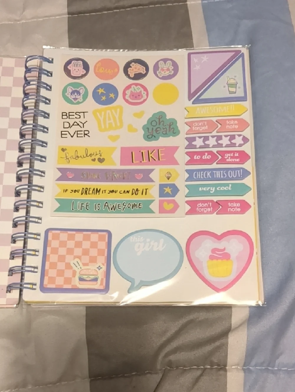 More Than Magic Pink Plaid Spiral Undated Planner Purple Flocked Hand-Lettering